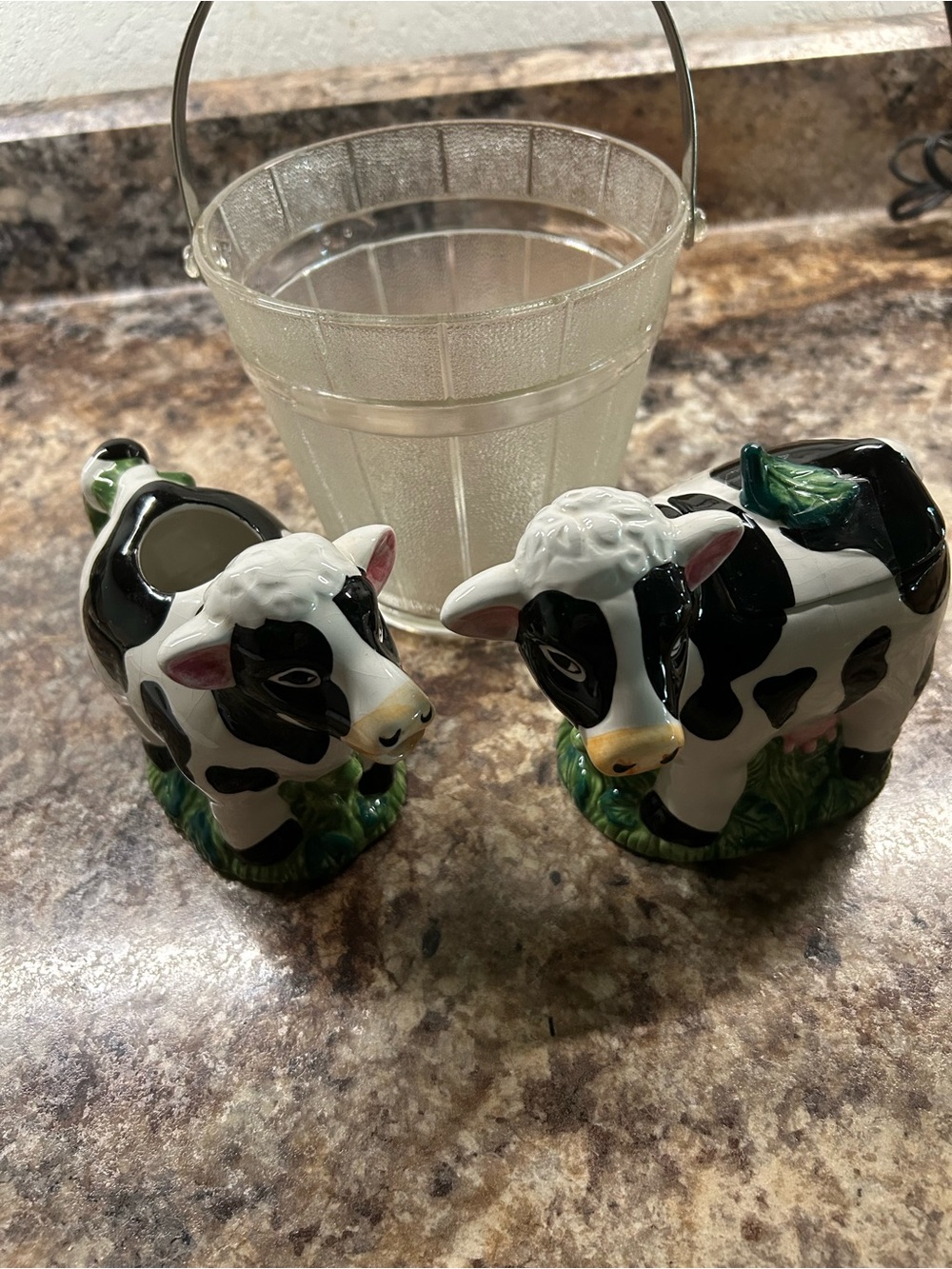 Black & White Ceramic Cow Creamer and Sugar Set - Unbranded